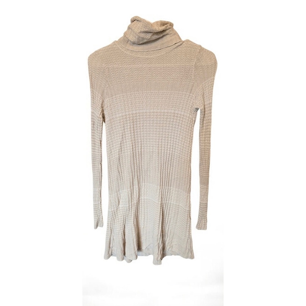 Free People Cream Ribbed Turtleneck Mini Dress XS Soft‎ Girl Cozy Chic coquette